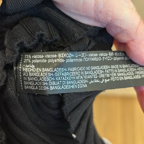 Zara Knit Dress Ribbed Maxi Zip Mockneck Black Size Medium - Picture 6 of 6